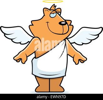 Un dessin de chat avec des ailes d'ange et de halo. Illustration de Vecteur