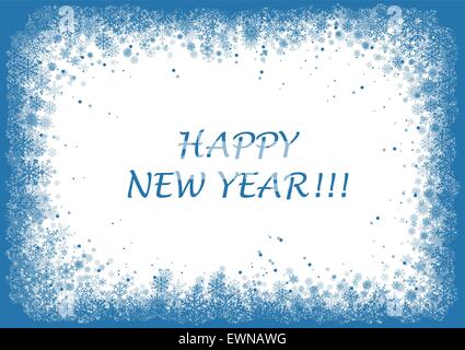 Cadre de Noël avec des flocons de bleu sur fond blanc. Vector EPS10. Illustration de Vecteur