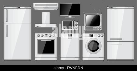 Ensemble de réaliste des appareils ménagers. Vector illustration. Illustration de Vecteur