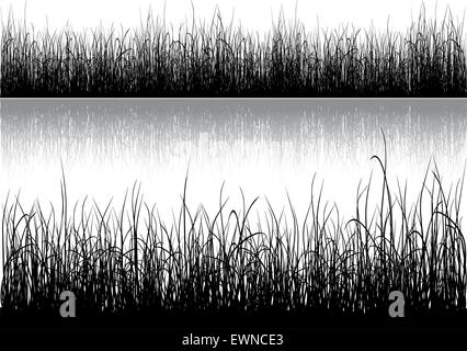 L'herbe noire silhouette isolé sur fond blanc Illustration de Vecteur