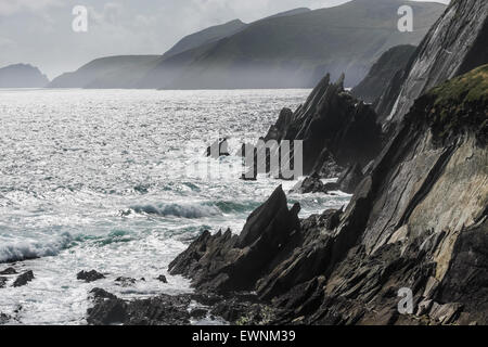 Falaises de Slea Head, Iveragh, comté de Kerry, Irlande Banque D'Images