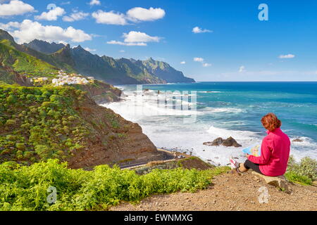 L'almaciga, Côte Taganana, Tenerife, Canaries, Espagne Banque D'Images