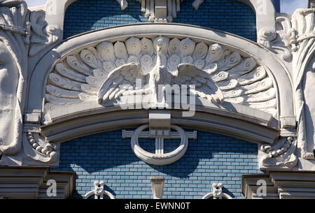 Célèbre l'architecture Art Nouveau de Riga à 10b rue Elizabetes Banque D'Images