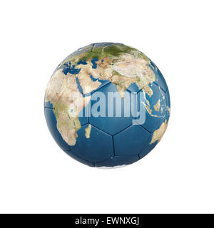 Globe 3d texture Terre sur ballon de soccer isolé sur fond blanc. Éléments de cette image fournie par la NASA Banque D'Images