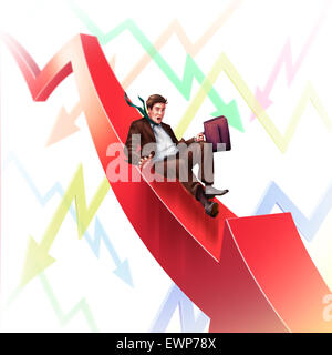 Image d'illustration de l'homme d'affaires sur une baisse Banque D'Images