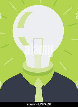 De l'esprit virtuel businessman with Light bulb on head Banque D'Images