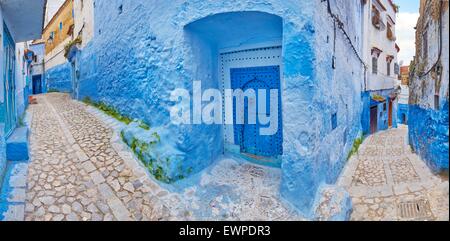 La vieille ville de Chefchaouen (Chaouen) connu sous le nom de la ville bleue, le Maroc, l'Afrique Banque D'Images