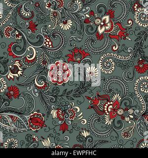 Seamless vector motif floral gris et rouge Illustration de Vecteur