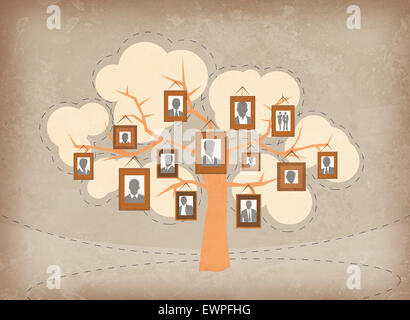 Image d'illustration de gens d'affaires attachés à des branches d'arbre qui représente la croissance et l'équipe Banque D'Images