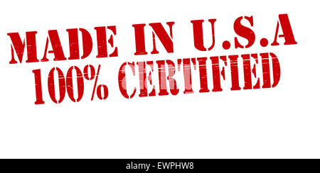 Stamp avec texte made in USA certifié 100  % à l'intérieur, illustration Banque D'Images
