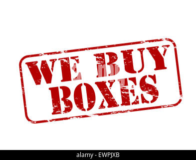 Timbres en caoutchouc avec du texte que nous achetons à l'intérieur des boîtes, illustration Banque D'Images