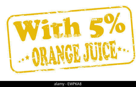 Timbres en caoutchouc avec du texte avec du jus d'orange à l'intérieur, illustration Banque D'Images