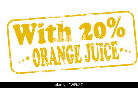 Timbres en caoutchouc avec du texte avec du jus d'orange à l'intérieur, illustration Banque D'Images