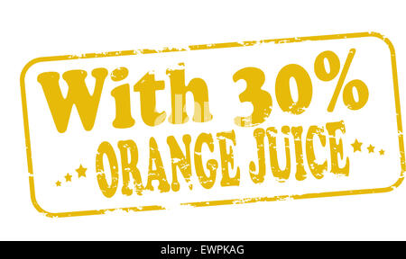 Timbres en caoutchouc avec du texte avec du jus d'orange à l'intérieur, illustration Banque D'Images