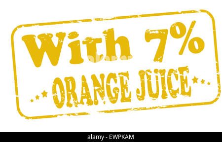 Timbres en caoutchouc avec du texte avec du jus d'orange à l'intérieur, illustration Banque D'Images