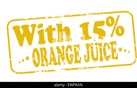 Timbres en caoutchouc avec du texte avec du jus d'orange à l'intérieur, illustration Banque D'Images