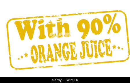 Timbres en caoutchouc avec du texte avec du jus d'orange à l'intérieur, illustration Banque D'Images