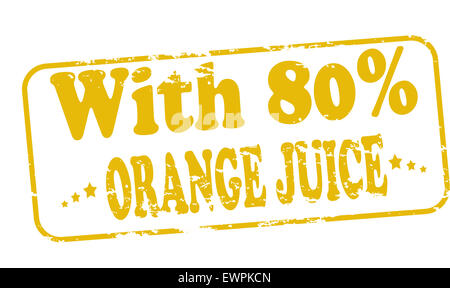 Timbres en caoutchouc avec du texte avec du jus d'orange à l'intérieur, illustration Banque D'Images