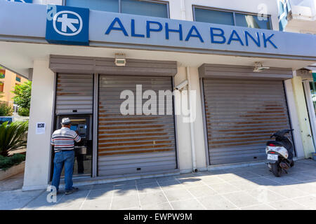 Alpha Bank, signe, Crète, Grèce Banque D'Images