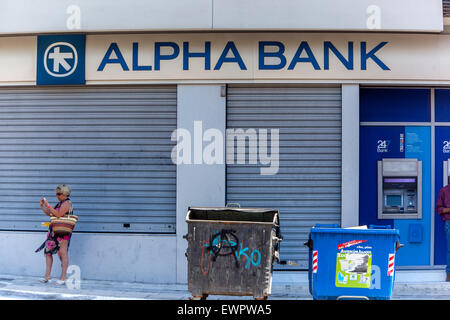 Alpha Bank, panneau, Crète, Grèce banque Banque D'Images