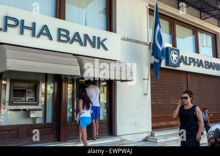 Alpha Bank, signe, Crète, Grèce Banque D'Images