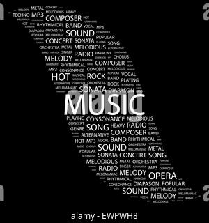 La musique. Concept illustration. Tag graphique collection. Wordcloud collage. Illustration de Vecteur