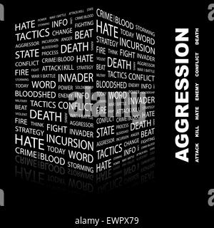 L'agression. Concept illustration. Tag graphique collection. Wordcloud collage. Illustration de Vecteur