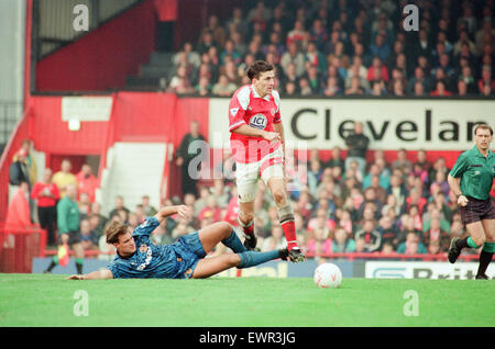 Middlesbrough 1-1 Manchester United, premier league match à Ayresome Park, samedi 3 octobre 1992. Banque D'Images