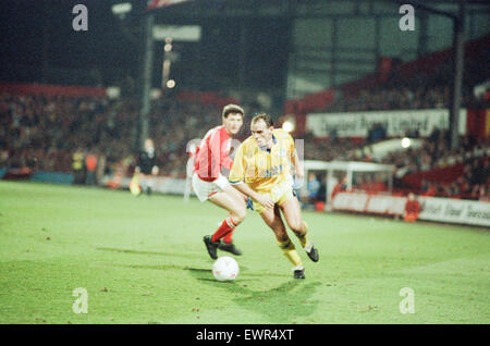 Middlesbrough 0-2 Leeds, Division 2 match de championnat à Ayresome Park, samedi 9 décembre 1989. Mel Sterland Banque D'Images