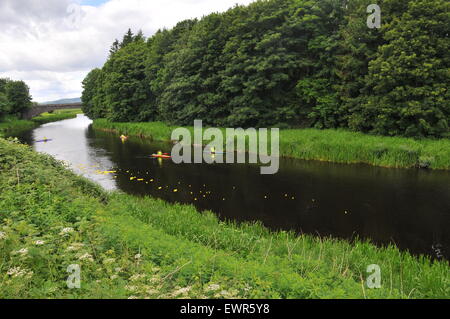 Près du départ de la course de canards Kemnay Banque D'Images