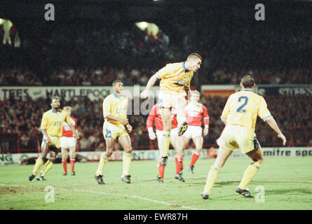 Middlesbrough 0-2 Leeds, Division 2 match de championnat à Ayresome Park, samedi 9 décembre 1989. Vinnie Jones Banque D'Images