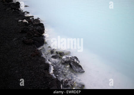 Les dépôts de silice sur les bords le rock Blue Lagoon Iceland Banque D'Images