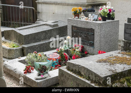 Tombe de Jim Morrison,Paris,France,Pere Lachaise,cimetière,Paris,Jim Morrison,,tombe, Banque D'Images