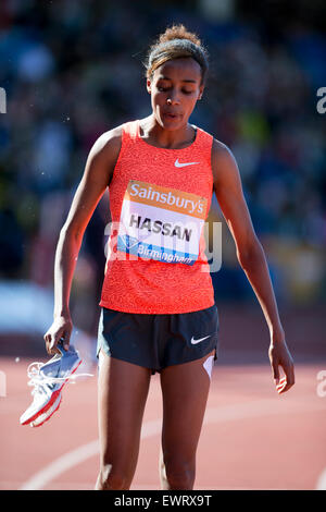 Sifan HASSAN, les 1500m, IAAF Diamond League 2015, Alexander Stadium, Birmingham, UK, 7 juin 2015. Banque D'Images