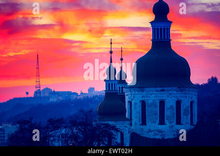 Coucher de soleil orange Banque D'Images