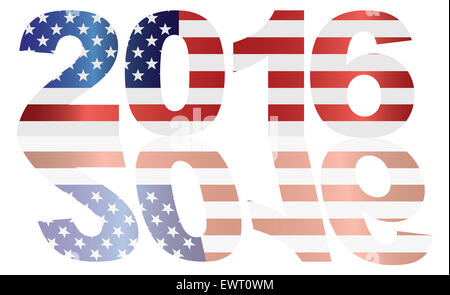 2016 USA drapeau américain Aperçu nombre isolé sur fond blanc Illustration Banque D'Images