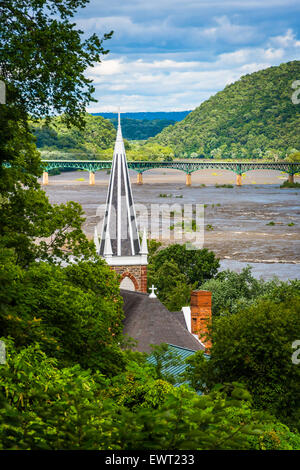 Vue depuis Jefferson Rock, dans la région de Harpers Ferry, West Virginia. Banque D'Images