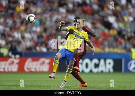 Prague, République tchèque. 30 Juin, 2015. John Guidetti (SWE), 30 juin 2015 - Football/soccer : Championnat de 2015 dernier match entre la Suède U21 0(4)-0(3) Portugal U21 au stade de l'Eden, Prague, République tchèque. Credit : Mutsu Kawamori/AFLO/Alamy Live News Banque D'Images