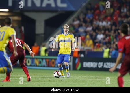 Prague, République tchèque. 30 Juin, 2015. Oscar Lewicki (SWE), 30 juin 2015 - Football/soccer : Championnat de 2015 dernier match entre la Suède U21 0(4)-0(3) Portugal U21 au stade de l'Eden, Prague, République tchèque. Credit : Mutsu Kawamori/AFLO/Alamy Live News Banque D'Images