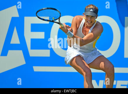 Garbine Muguruza (Espagne) à l'affiche à l'International Aegon, Eastbourne, 24 juin 2015 Banque D'Images