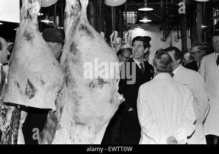 Le Prince Charles, prince de Galles, visites marché de Smithfield. 4e novembre 1980. Banque D'Images