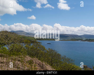 Vue sur le Loch Tuath à Île d'Ulva Ile de Mull Ecosse Argyll and bute sur une belle journée de juin ciel bleu météo vers Ben plus Banque D'Images