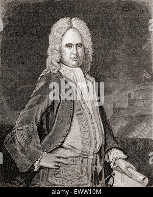 Alexander Spotswood, ch. 1676 - 1740. Le lieutenant-colonel dans l'Armée britannique et un lieutenant-gouverneur de Virginie. Banque D'Images