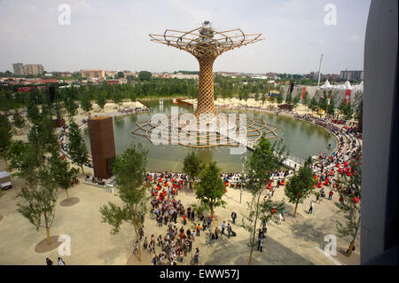 Milan - Italie Palace Expo Arbre de vie, le lac Arena, le jour, Banque D'Images