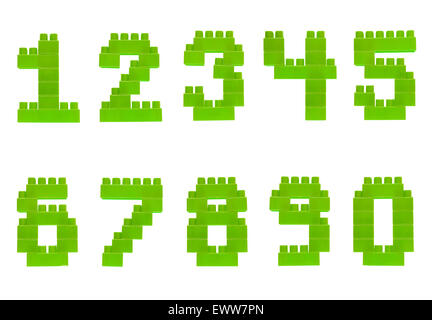Ensemble de numéros faits de briques de jouets Banque D'Images