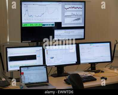 Les ordinateurs dans la salle de commande à l'ALMA (Atacama Large Millimeter/submillimeter Array), l'Observatoire désert d'Atacama, Chili Banque D'Images