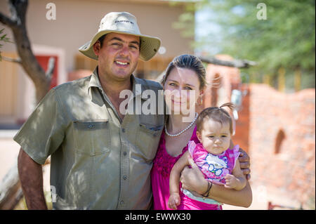 Namibie - portrait de famille sur la ferme en Afrique. Banque D'Images