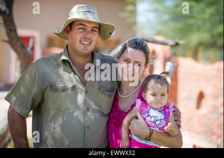 Namibie - portrait de famille sur la ferme en Afrique. Banque D'Images