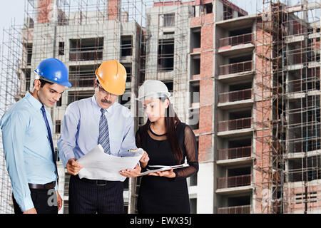 3 Construction Architecte indien Plan du site Discussion Banque D'Images