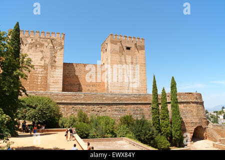 Granada, Espagne - 14 août 2011 : détail de l'Alcazaba une fortification mauresque de l'Alhambra de Grenade, Espagne. Banque D'Images